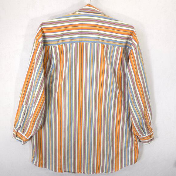 Hickey Freeman Shirt Mens L Colorful Striped Button Up Long Sleeve Casual Preppy - Picture 4 of 9